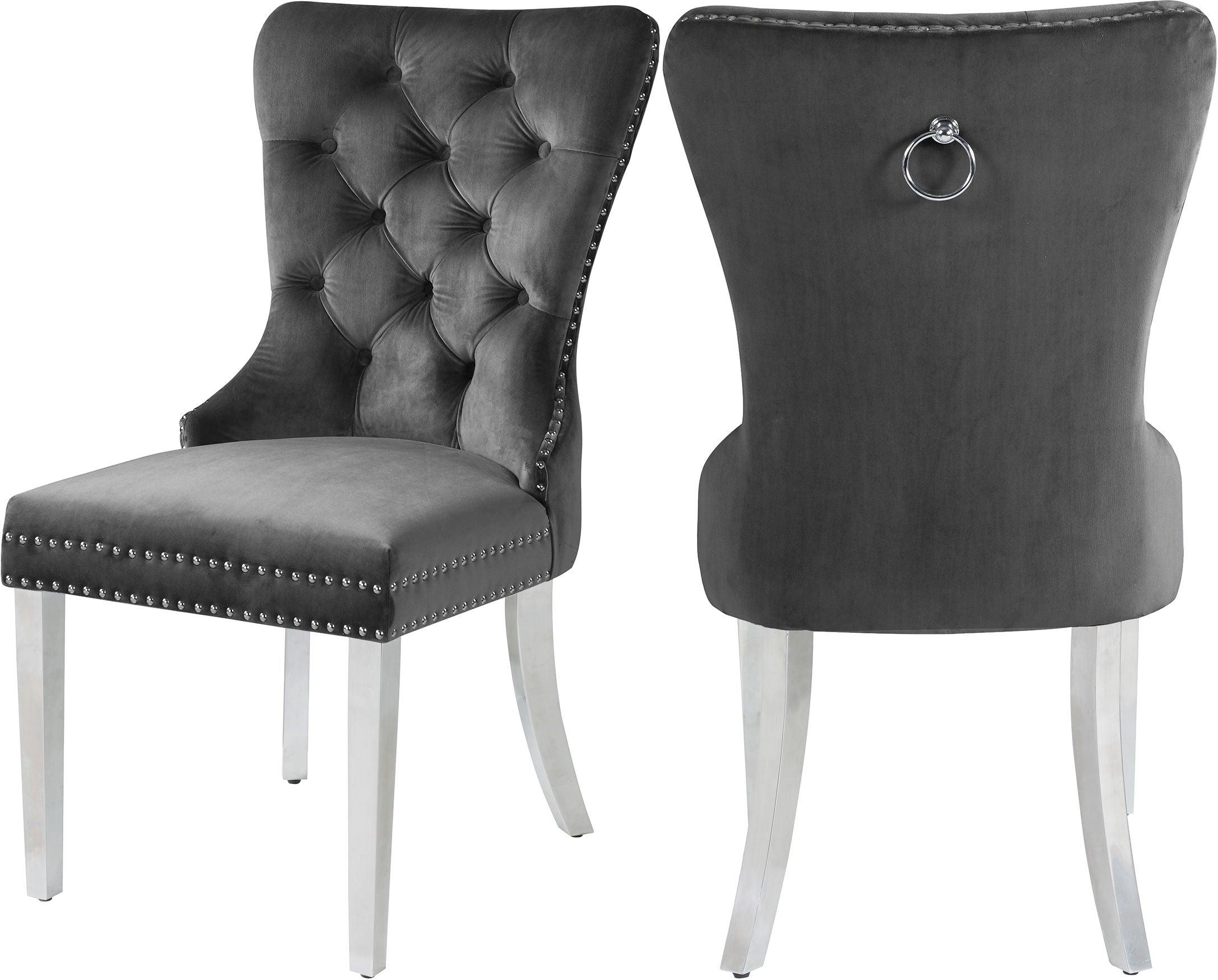 Meridian Furniture - Carmen - Dining Chair with Chrome Legs (Set of 2) - 5th Avenue Furniture