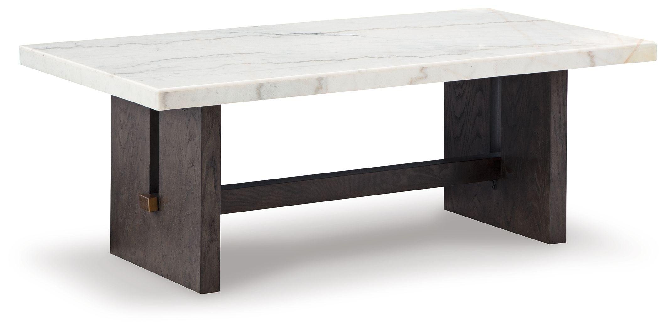 Signature Design by Ashley® - Burkhaus - White/dark Brown - Rectangular Cocktail Table - 5th Avenue Furniture