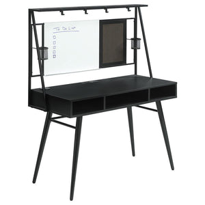 CoasterEssence - Jessie - Writing Desk With USB Ports - Black And Gunmetal - 5th Avenue Furniture