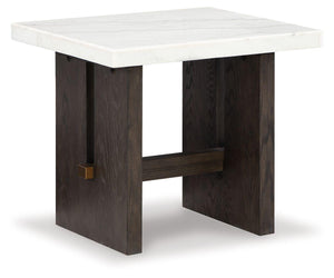 Signature Design by Ashley® - Burkhaus - White/dark Brown - Rectangular End Table - 5th Avenue Furniture