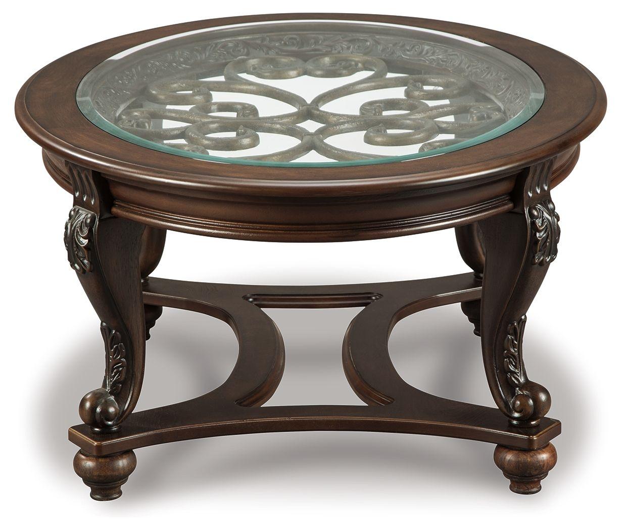 Ashley Furniture - Norcastle - Dark Brown - Oval Cocktail Table - 5th Avenue Furniture