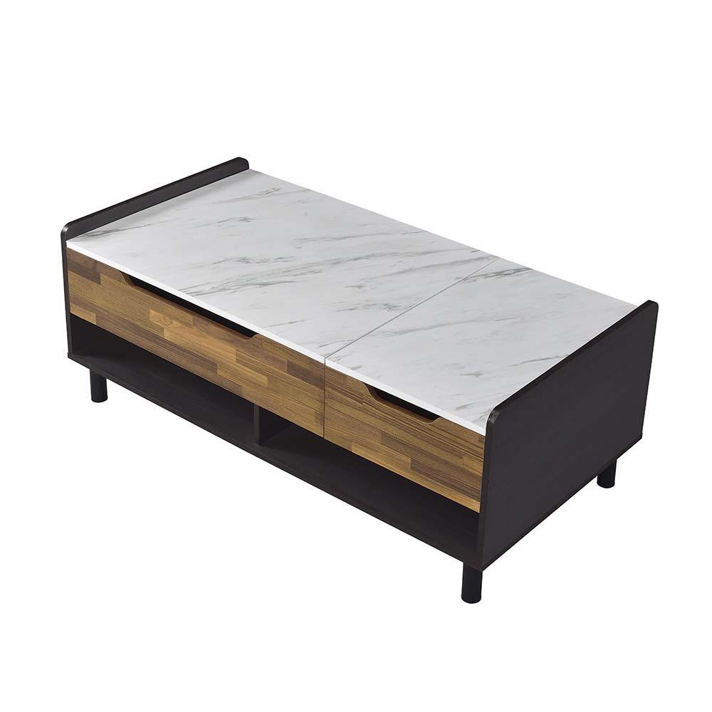 ACME - Axel - Coffee Table - Marble, Walnut & Black Finish - 5th Avenue Furniture