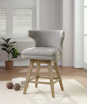 ACME - Everett - Counter Height Chair (Set of 2) - Fabric & Oak - 5th Avenue Furniture