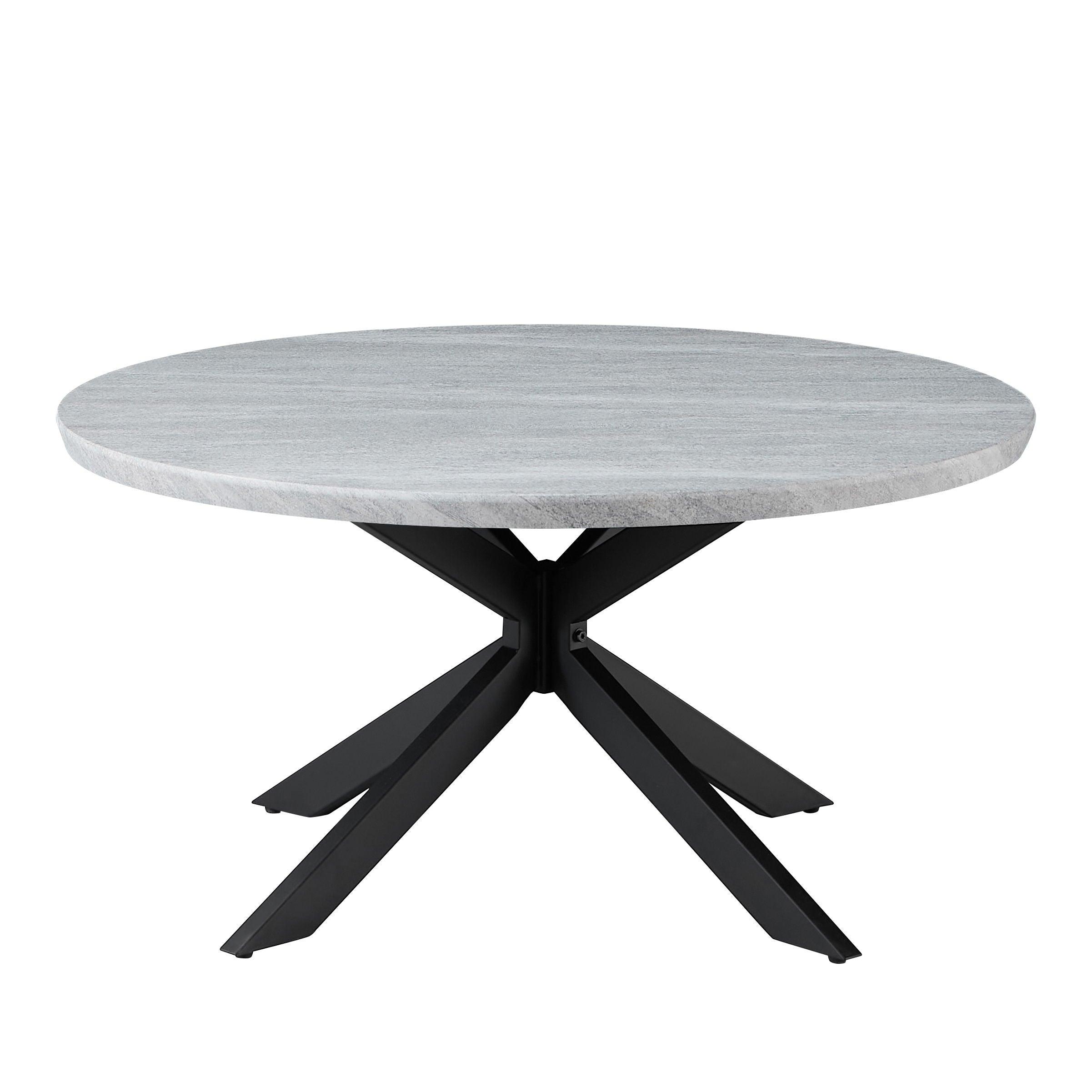 Steve Silver Furniture - Keyla - Faux Marble Round Cocktail Table - Gray - 5th Avenue Furniture
