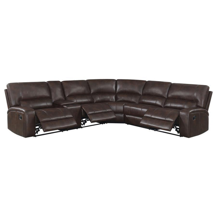 CoasterEssence - Brunson - 3 Piece Upholstered Motion Sectional - Brown - 5th Avenue Furniture