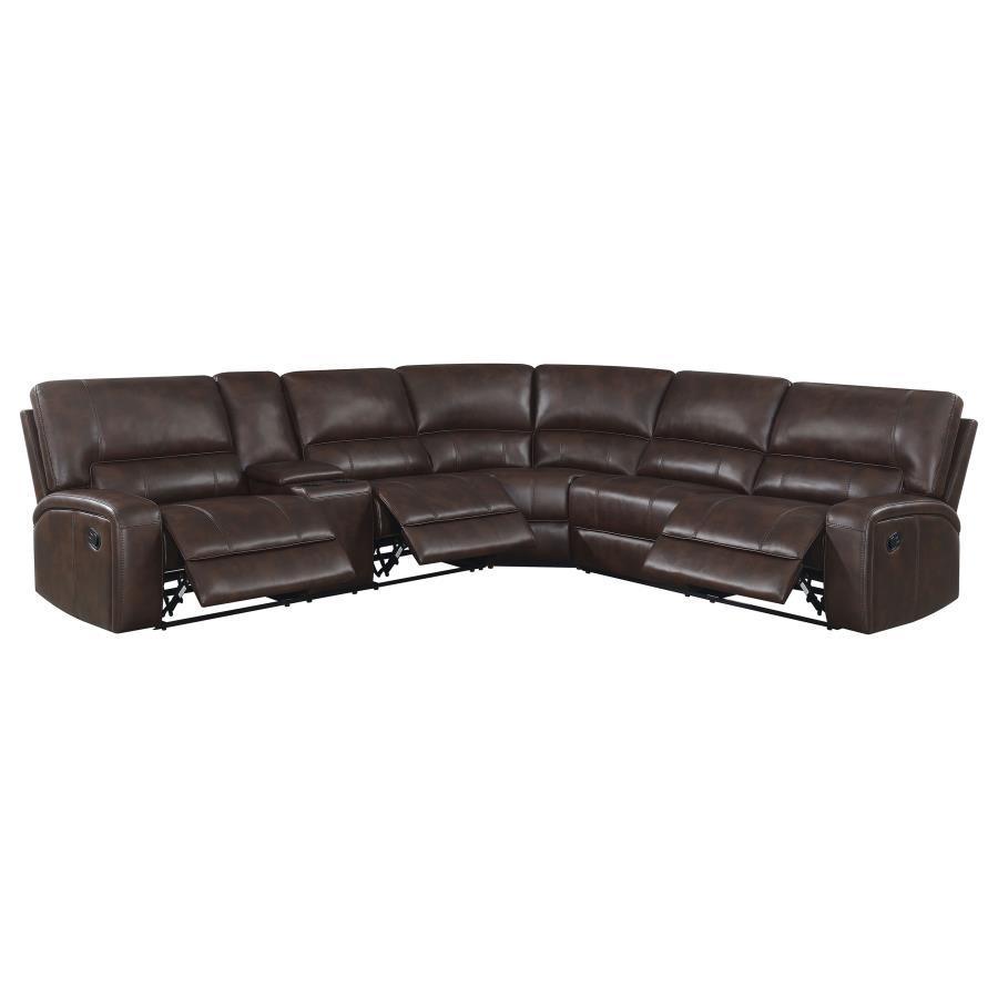 CoasterEssence - Brunson - 3 Piece Upholstered Motion Sectional - Brown - 5th Avenue Furniture