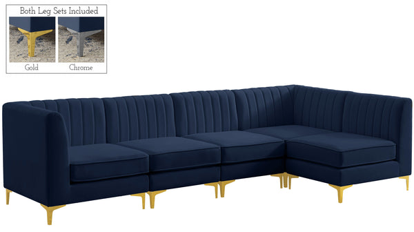 Meridian Furniture - Alina - Modular Sectional 5 Piece - Navy - Fabric - 5th Avenue Furniture
