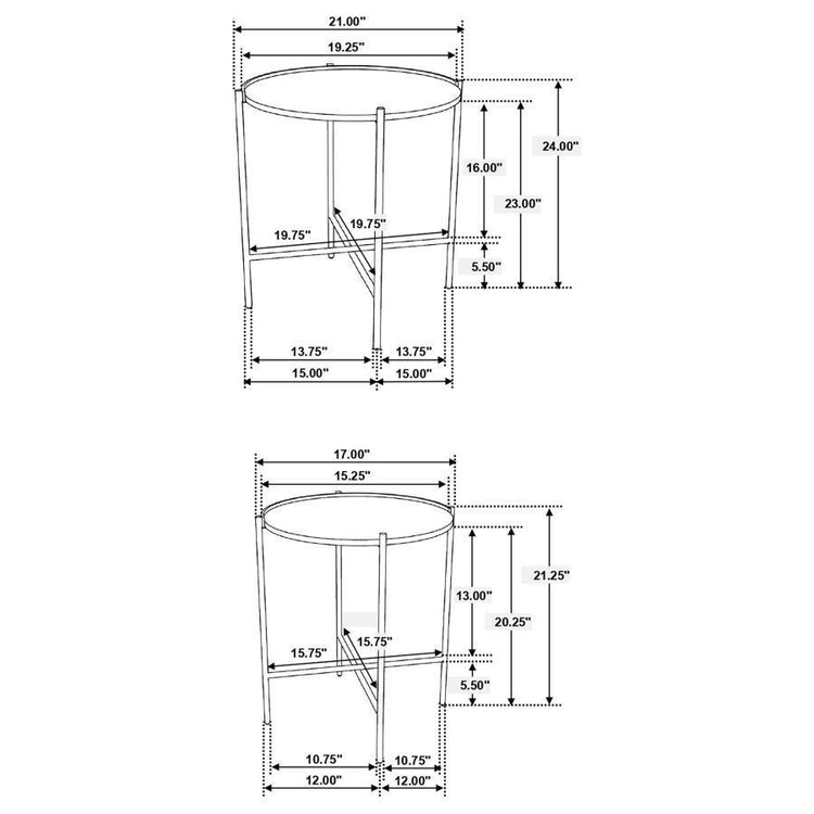 Coaster Fine Furniture - Malka - 2 Piece Round Nesting Table - Dark Brown And Gold - 5th Avenue Furniture