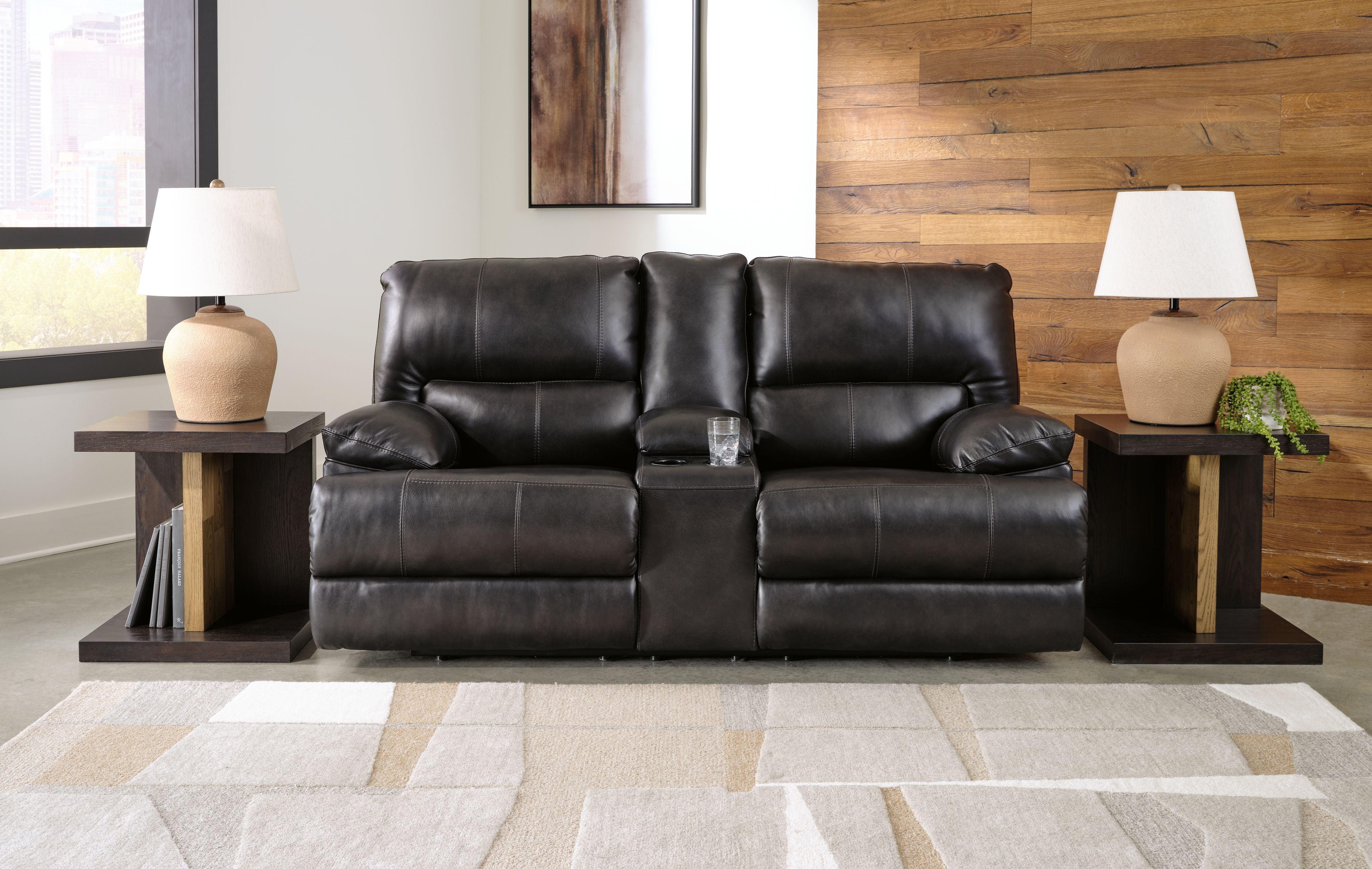 Signature Design by Ashley® - Mountainous - Eclipse - Power Reclining Loveseat With Console /Adj Headrest - 5th Avenue Furniture