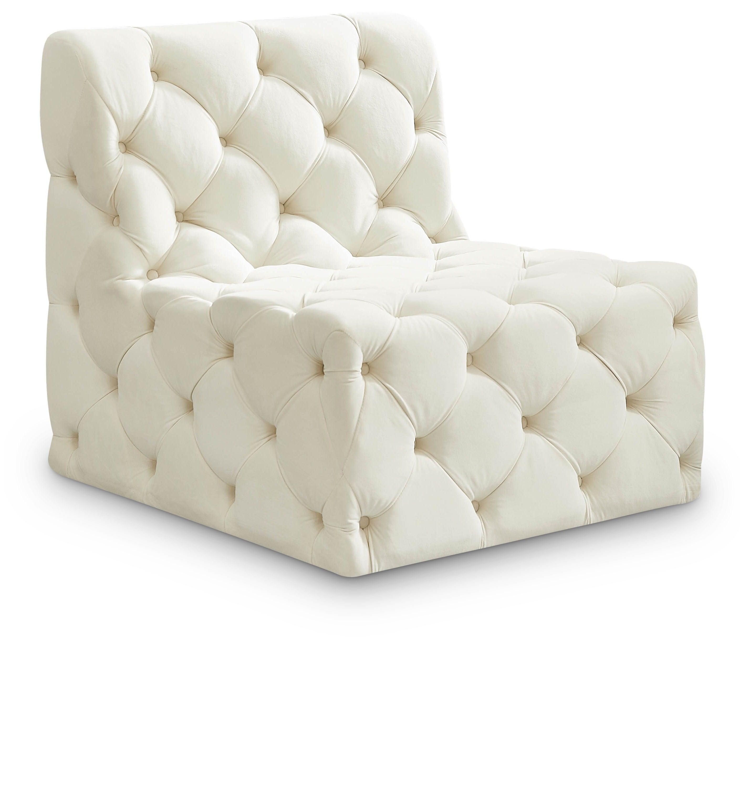 Meridian Furniture - Tuft - Armless Chair - Cream - 5th Avenue Furniture
