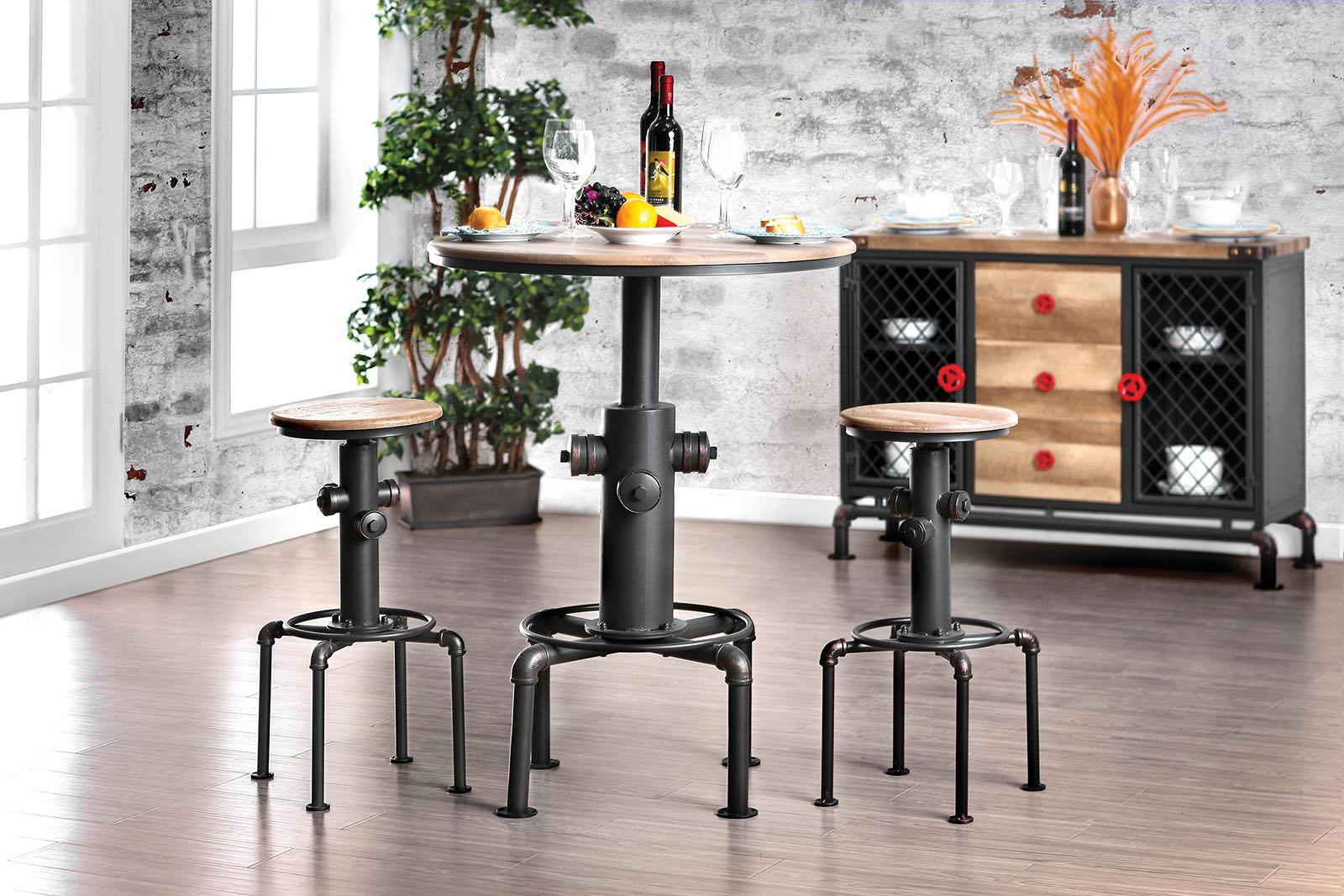 Furniture of America - Foskey - Bar Table - Antique Black / Natural Tone - 5th Avenue Furniture