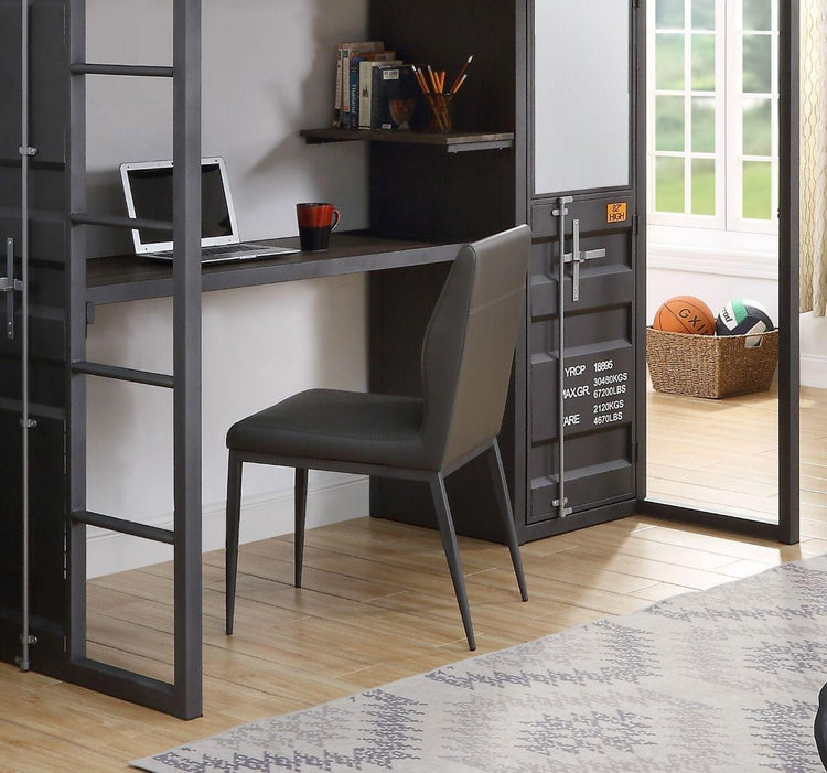 ACME - Cargo - Chair - Gray PU & Gunmetal Finish - 5th Avenue Furniture