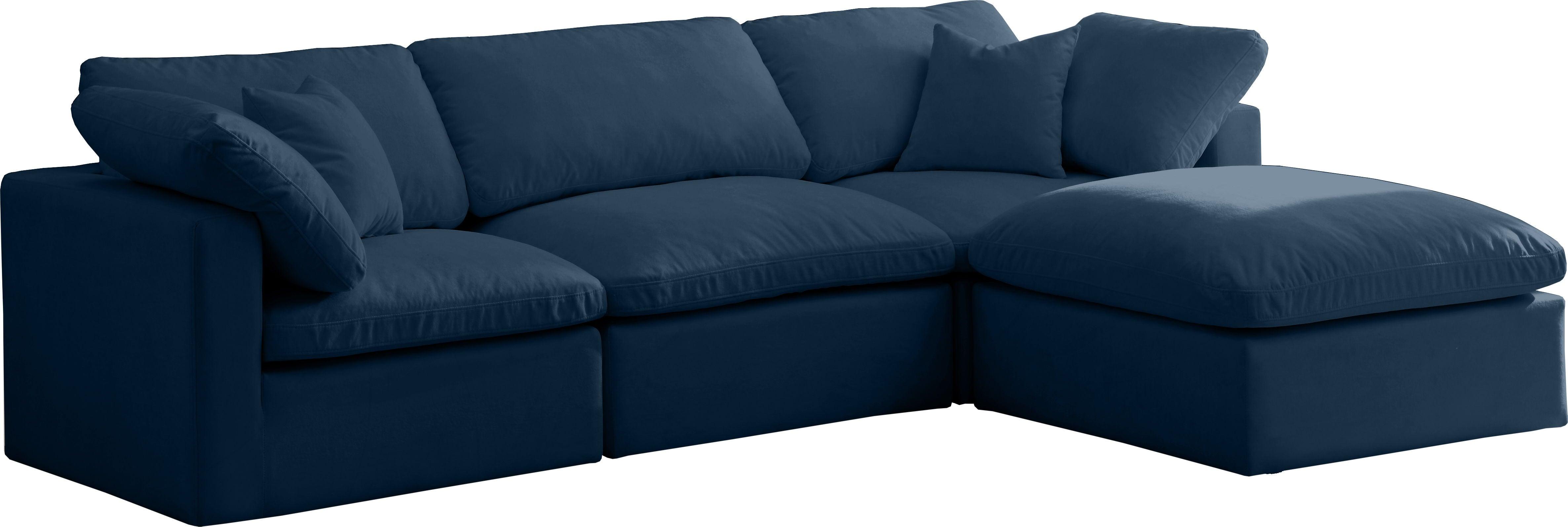 Meridian Furniture - Plush - Velvet Standart Comfort Modular Sectional Standart - Navy - Fabric - Modern & Contemporary - 5th Avenue Furniture