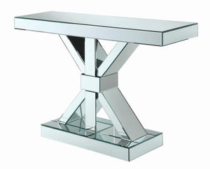 CoasterEssence - Lurlynn - X-Shaped Base Console Table - Clear Mirror - 5th Avenue Furniture