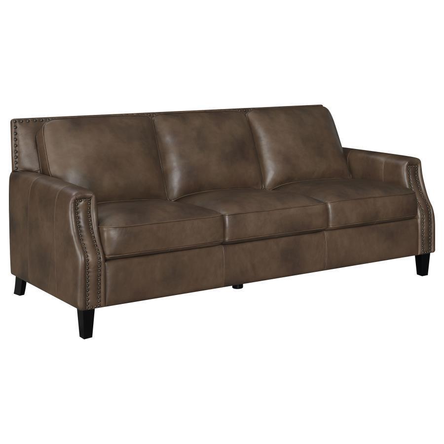 CoasterElevations - Leaton - Upholstered Recessed Arms Sofa - Brown Sugar - 5th Avenue Furniture