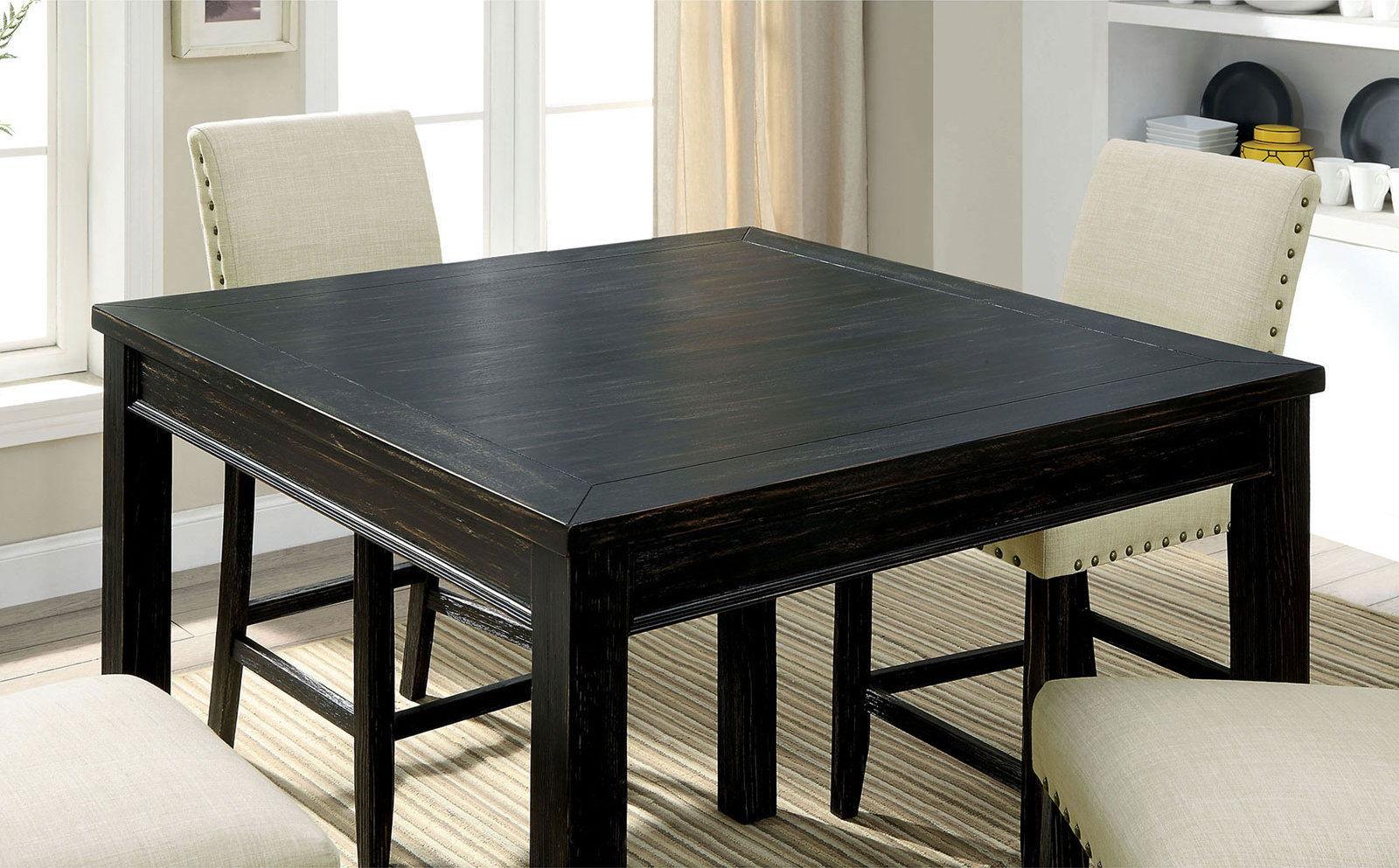 Furniture of America - Kristie - 5 Piece Counter Height Table Set - Antique Black - 5th Avenue Furniture