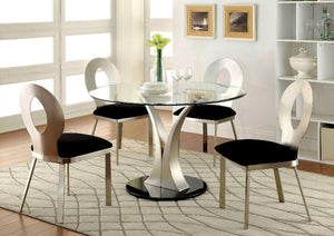 Furniture of America - Valo - Round Dining Table - Silver / Black - 5th Avenue Furniture