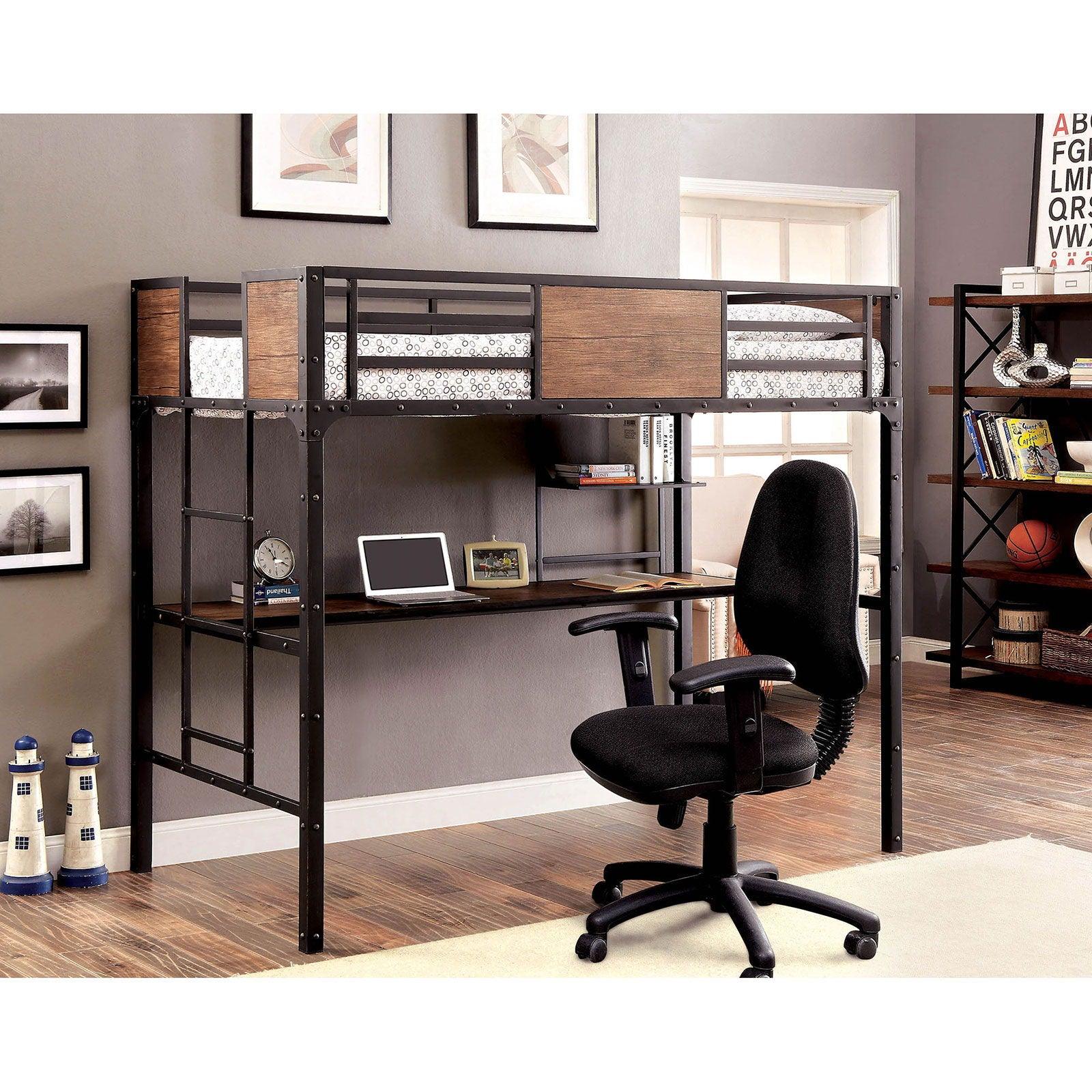 Furniture of America - Clapton - Twin Bed With Workstation - Black - 5th Avenue Furniture