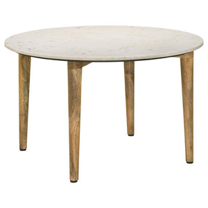 Coaster Fine Furniture - Aldis - Round Marble Top Coffee Table - White And Natural - 5th Avenue Furniture