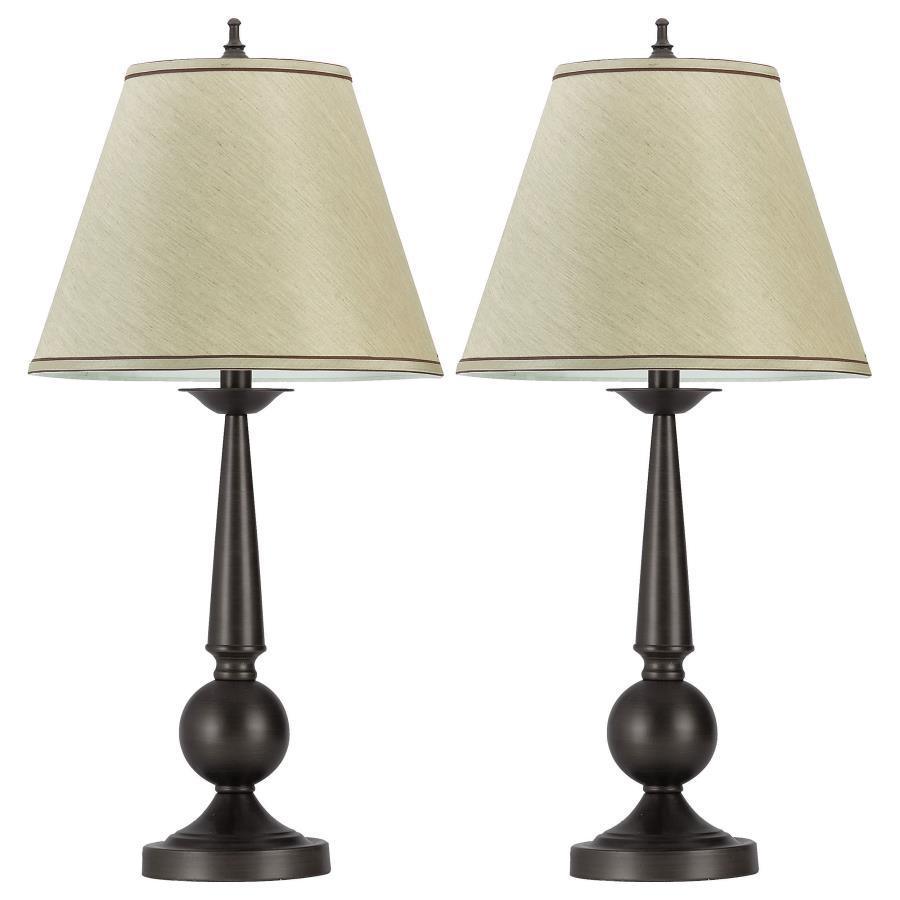 CoasterEveryday - Ochanko - Cone Shade Table Lamps (Set of 2) - Bronze And Beige - 5th Avenue Furniture