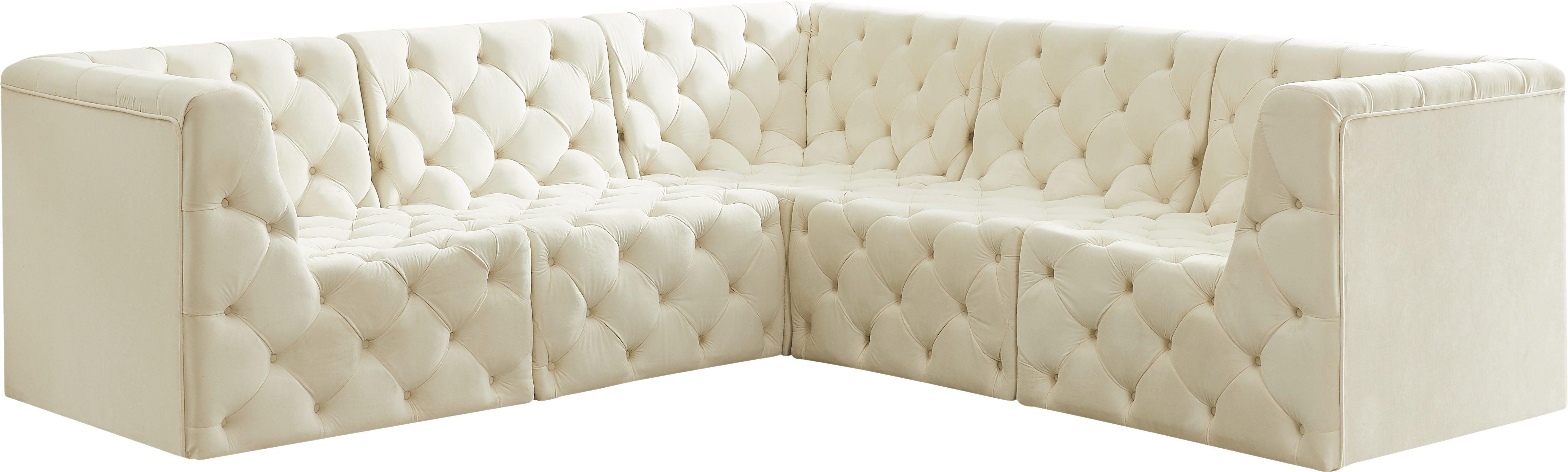 Meridian Furniture - Tuft - Modular Sectional 5 Piece - Cream - 5th Avenue Furniture