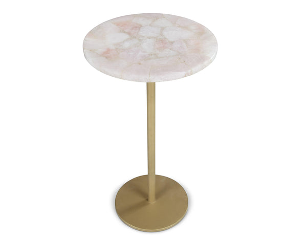 Steve Silver Furniture - Rosie - Rose Quartz Top Chairside Table - Beige - 5th Avenue Furniture