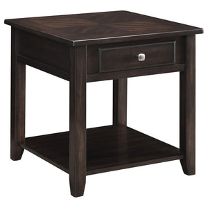 CoasterEssence - Bradford - Square 1-Shelf End Table - Walnut - 5th Avenue Furniture