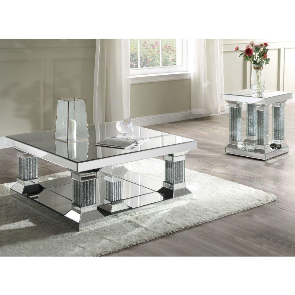 ACME - Caesia - Coffee Table - Mirrored & Faux Diamonds - 5th Avenue Furniture