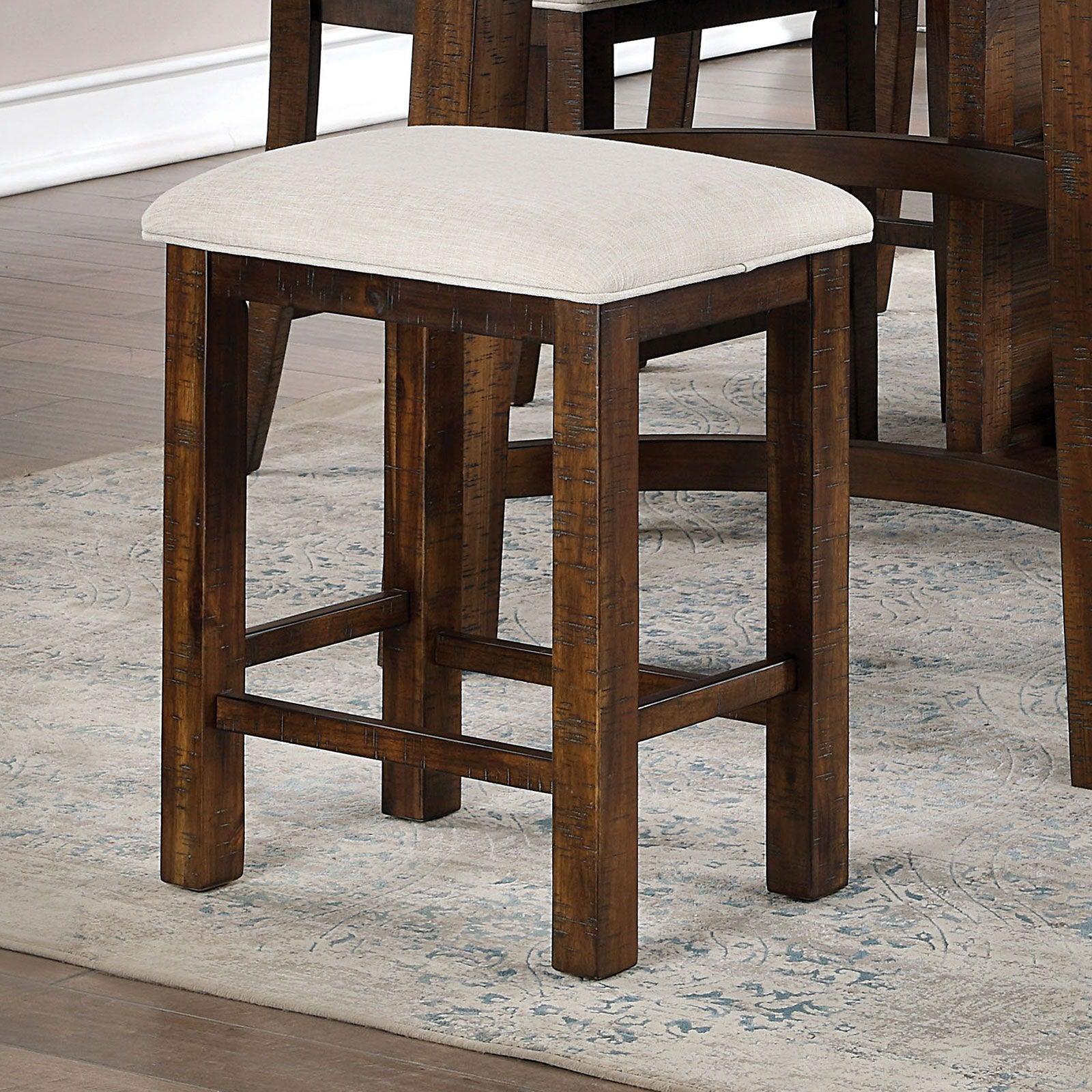 Furniture of America - Fredonia - Counter Height Stool (Set of 2) - Rustic Oak / Beige - 5th Avenue Furniture