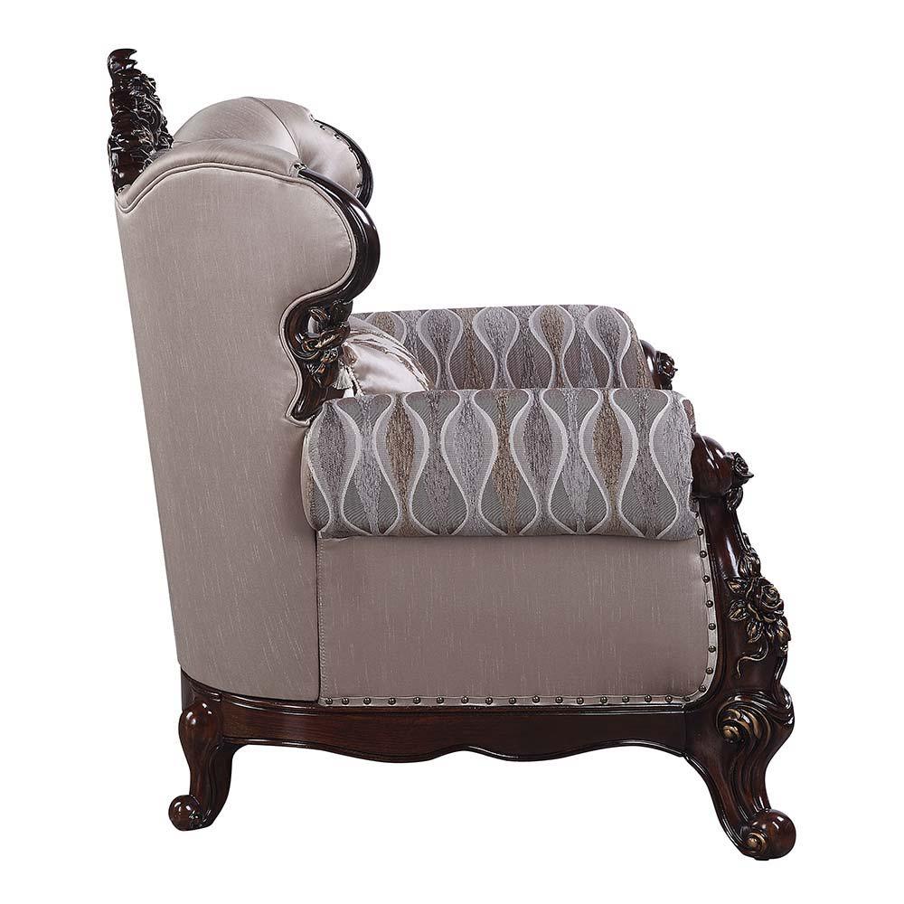 ACME - Benbek - Loveseat - Fabric & Antique Oak Finish - 5th Avenue Furniture