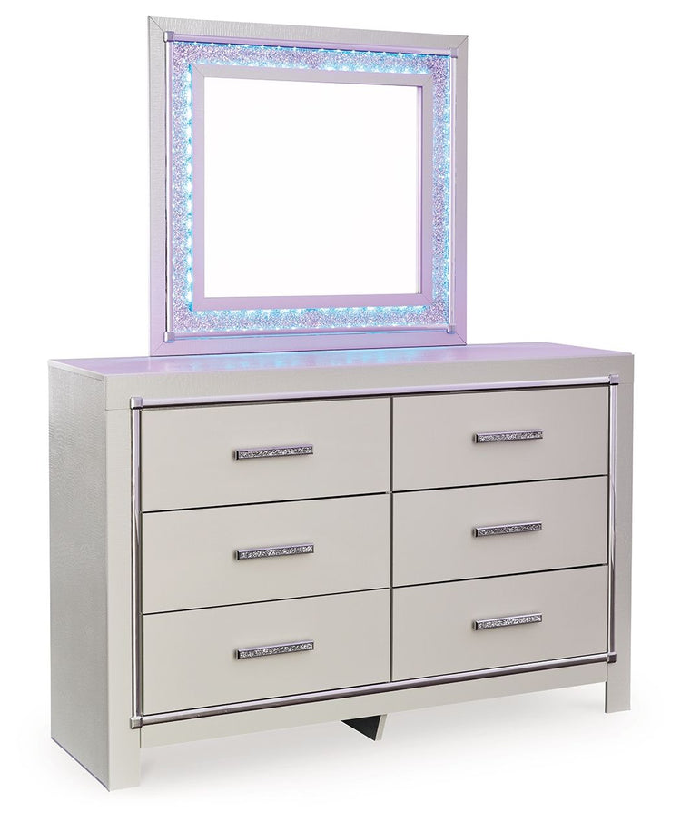 Zyniden - Silver - Dresser And Mirror - 5th Avenue Furniture