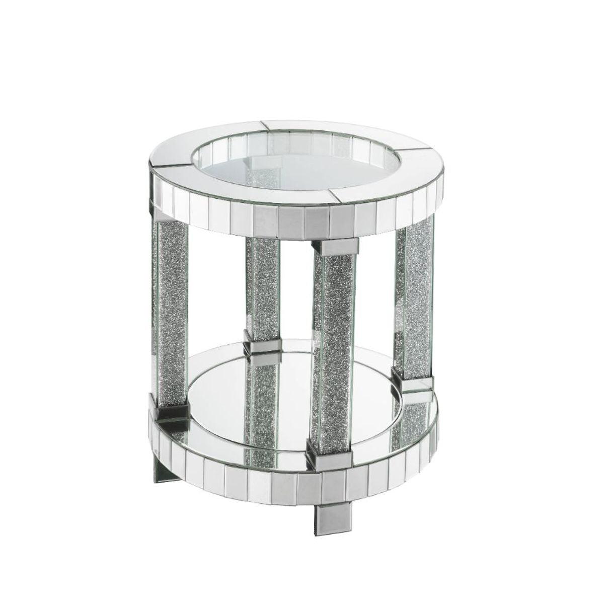 ACME - Fafia - End Table - Mirrored & Faux Gems - 5th Avenue Furniture