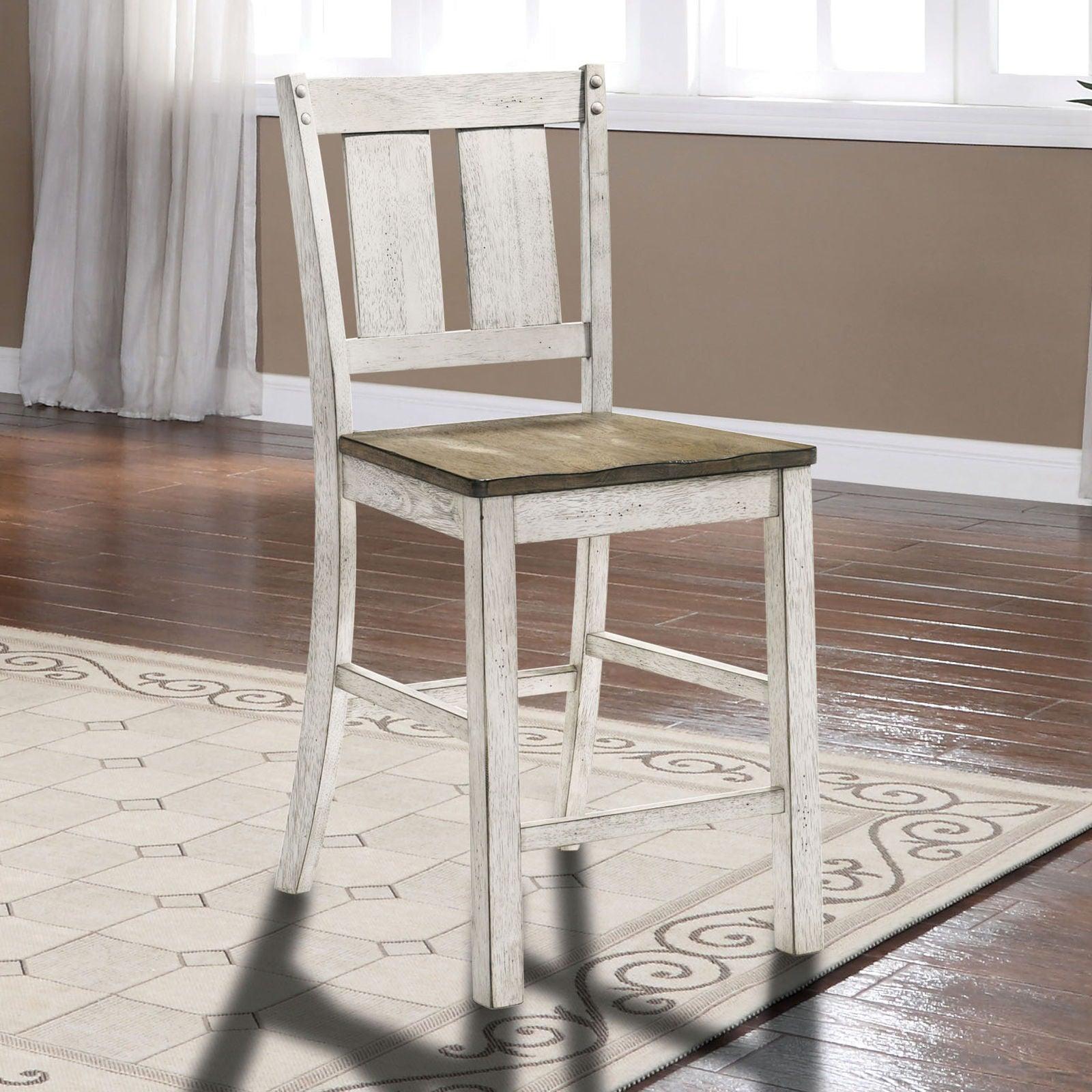 Furniture of America - Dakota - Counter Height Chair (Set of 2) - Antique White / Ash Brown - 5th Avenue Furniture