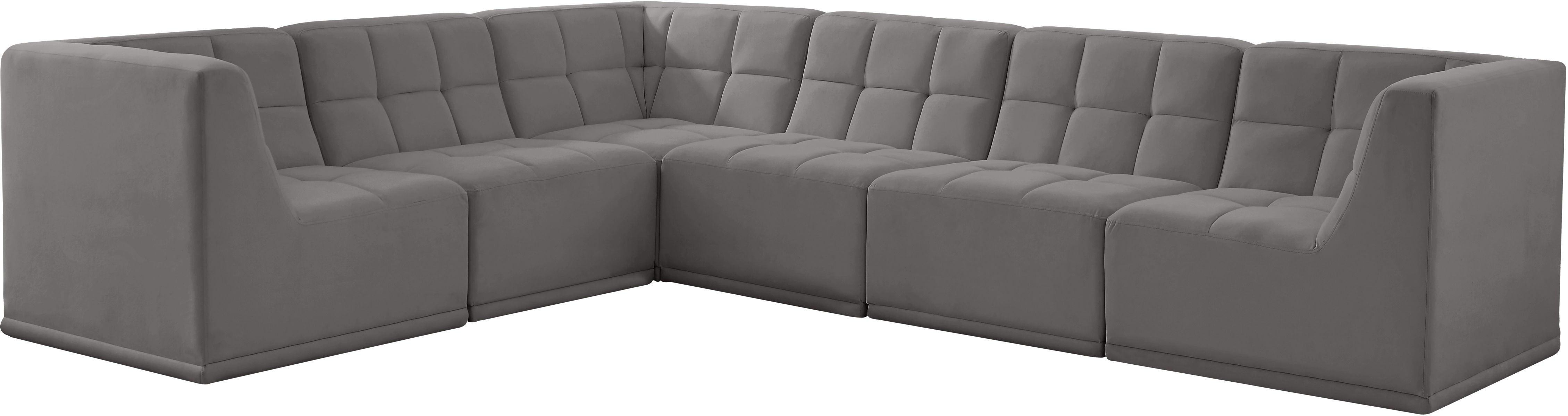 Meridian Furniture - Relax - Modular Sectional 6 Piece - Gray - Fabric - 5th Avenue Furniture