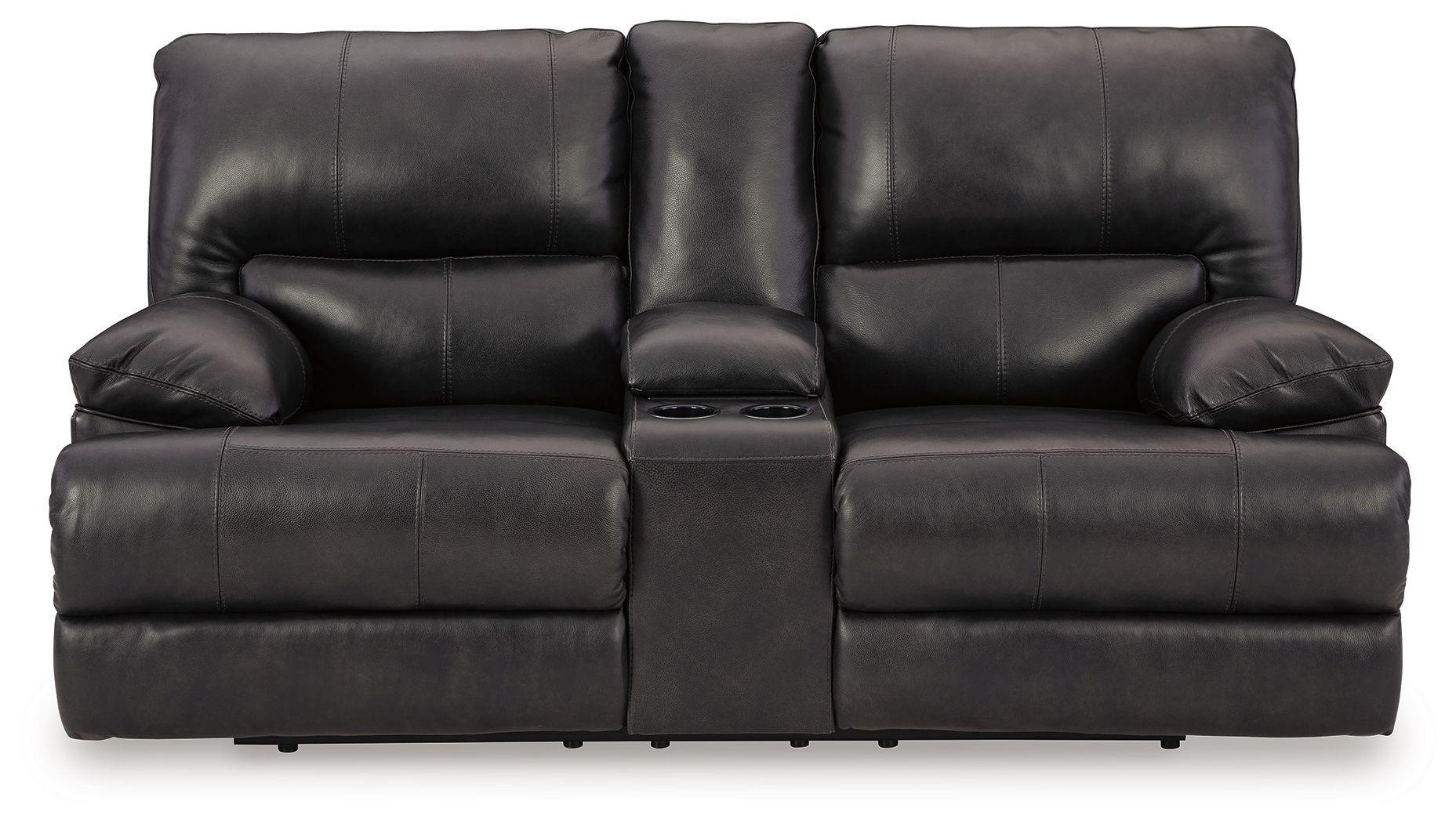 Signature Design by Ashley® - Mountainous - Eclipse - Power Reclining Loveseat With Console /Adj Headrest - 5th Avenue Furniture