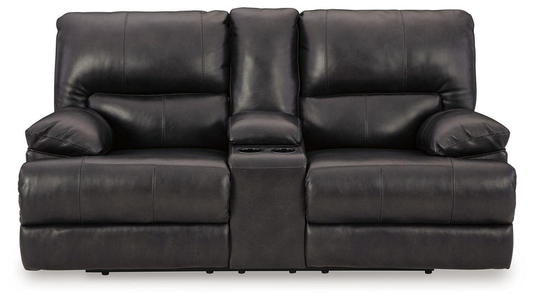 Signature Design by Ashley® - Mountainous - Eclipse - Power Reclining Loveseat With Console /Adj Headrest - 5th Avenue Furniture