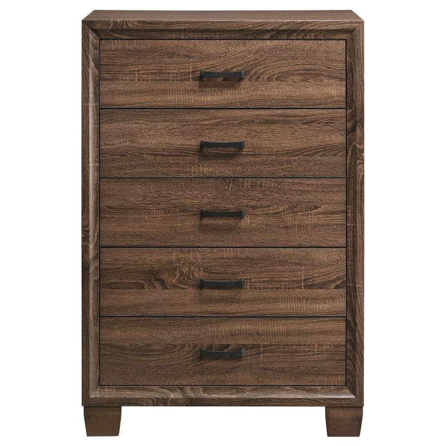 CoasterEveryday - Brandon - 5-Drawer Chest - Medium WArm - Brown - 5th Avenue Furniture