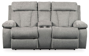 Ashley Furniture - Mitchiner - Fog - Dbl Rec Loveseat W/Console - 5th Avenue Furniture