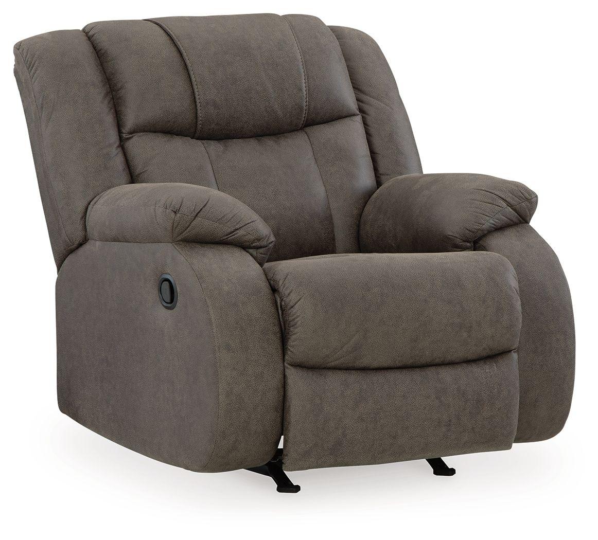 Signature Design by Ashley® - First Base - Gunmetal - Rocker Recliner - 5th Avenue Furniture