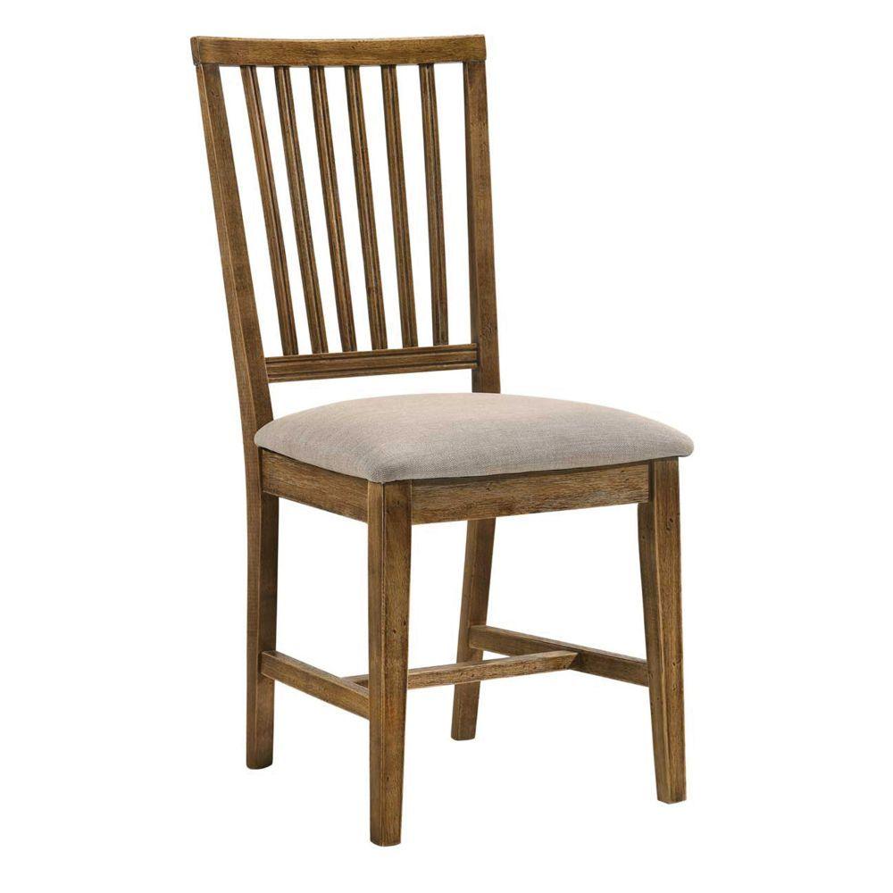 ACME - Wallace II - Side Chair (Set of 2) - Tan Linen & Weathered Oak - 5th Avenue Furniture