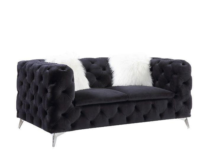 ACME - Phifina - Loveseat - Black Velvet - 5th Avenue Furniture