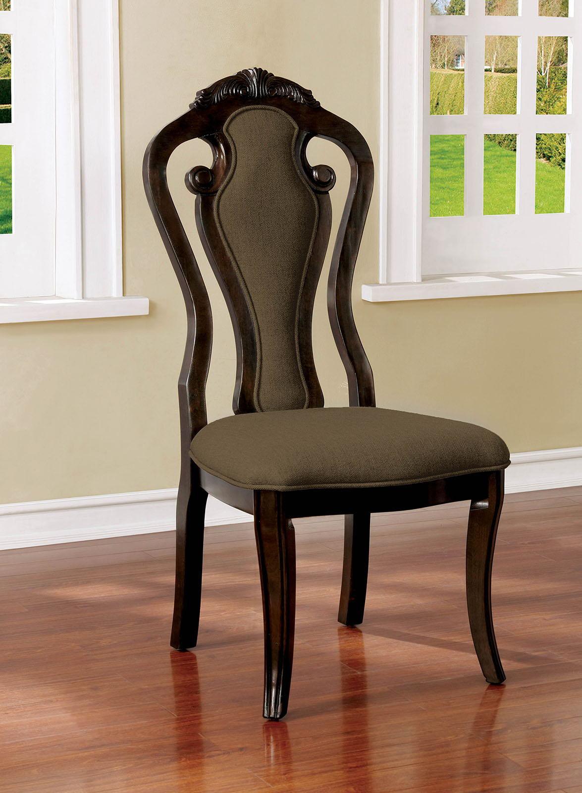 Furniture of America - Rosalina - Side Chair (Set of 2) - Walnut / Beige - 5th Avenue Furniture