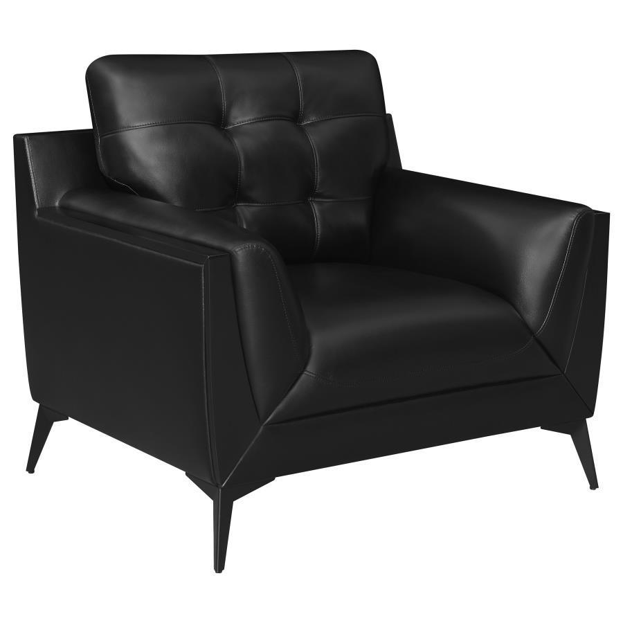 CoasterEssence - Moira - Upholstered Tufted Chair With Track Arms - Black - 5th Avenue Furniture