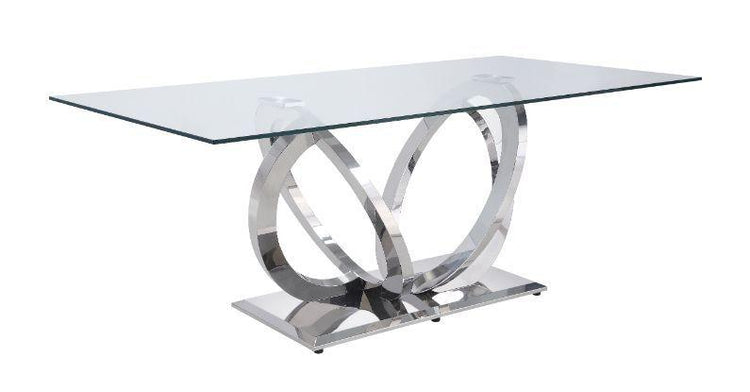 ACME - Finley - Dining Table - Clear Glass & Mirrored Silver Finish - 5th Avenue Furniture