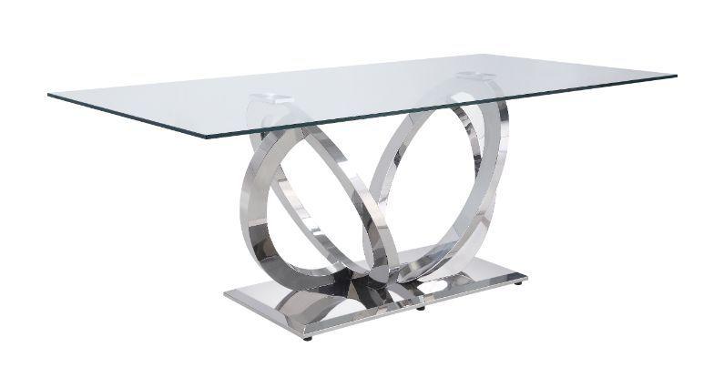 ACME - Finley - Dining Table - Clear Glass & Mirrored Silver Finish - 5th Avenue Furniture