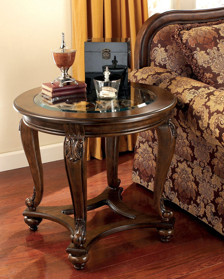 Ashley Furniture - Norcastle - Dark Brown - Round End Table - 5th Avenue Furniture