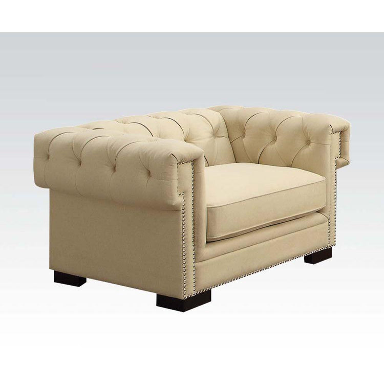 ACME - Eulalia - Chair - Cream Polished Velvet - 5th Avenue Furniture