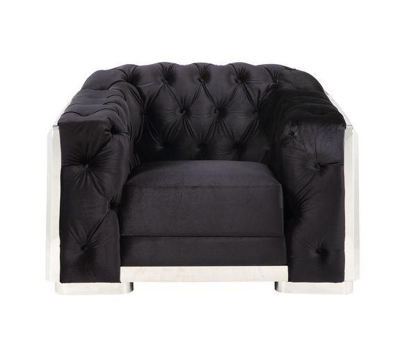 ACME - Pyroden - Chair - Black Velvet & Chrome Finish - 5th Avenue Furniture