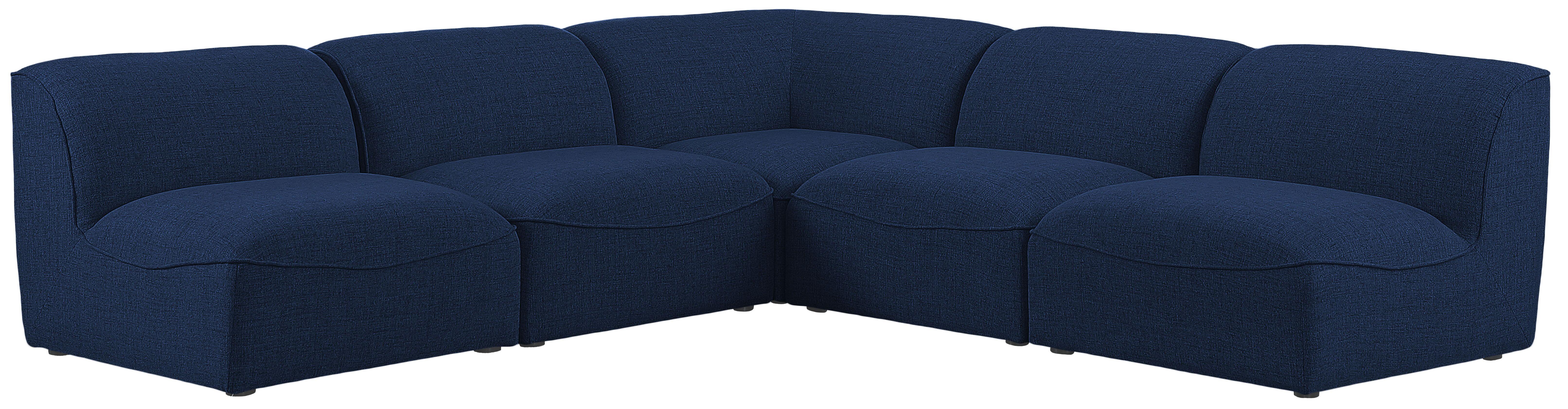 Meridian Furniture - Miramar - Modular Sectional 5 Piece - Navy - Fabric - Modern & Contemporary - 5th Avenue Furniture