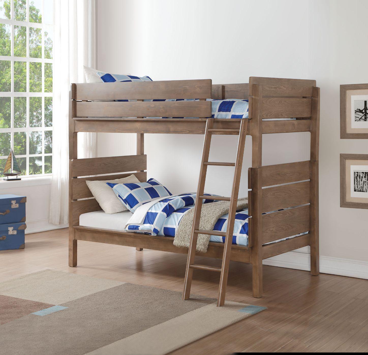 ACME - Ranta - Twin Over Twin Bunk Bed - Antique Oak - 5th Avenue Furniture